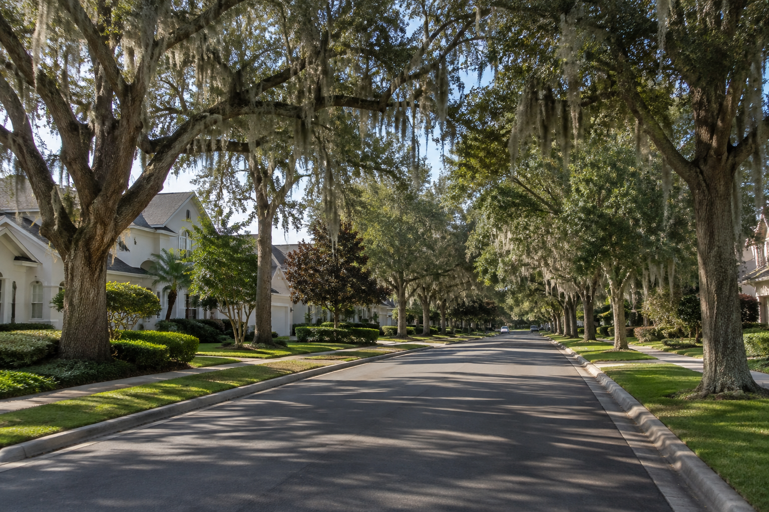 A quiet Windermere Florida street, illustrative